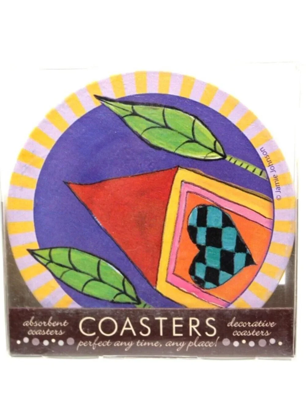 VTG 4 Thirstystone Coaster Modernist House With A Heart NEW #WS-4